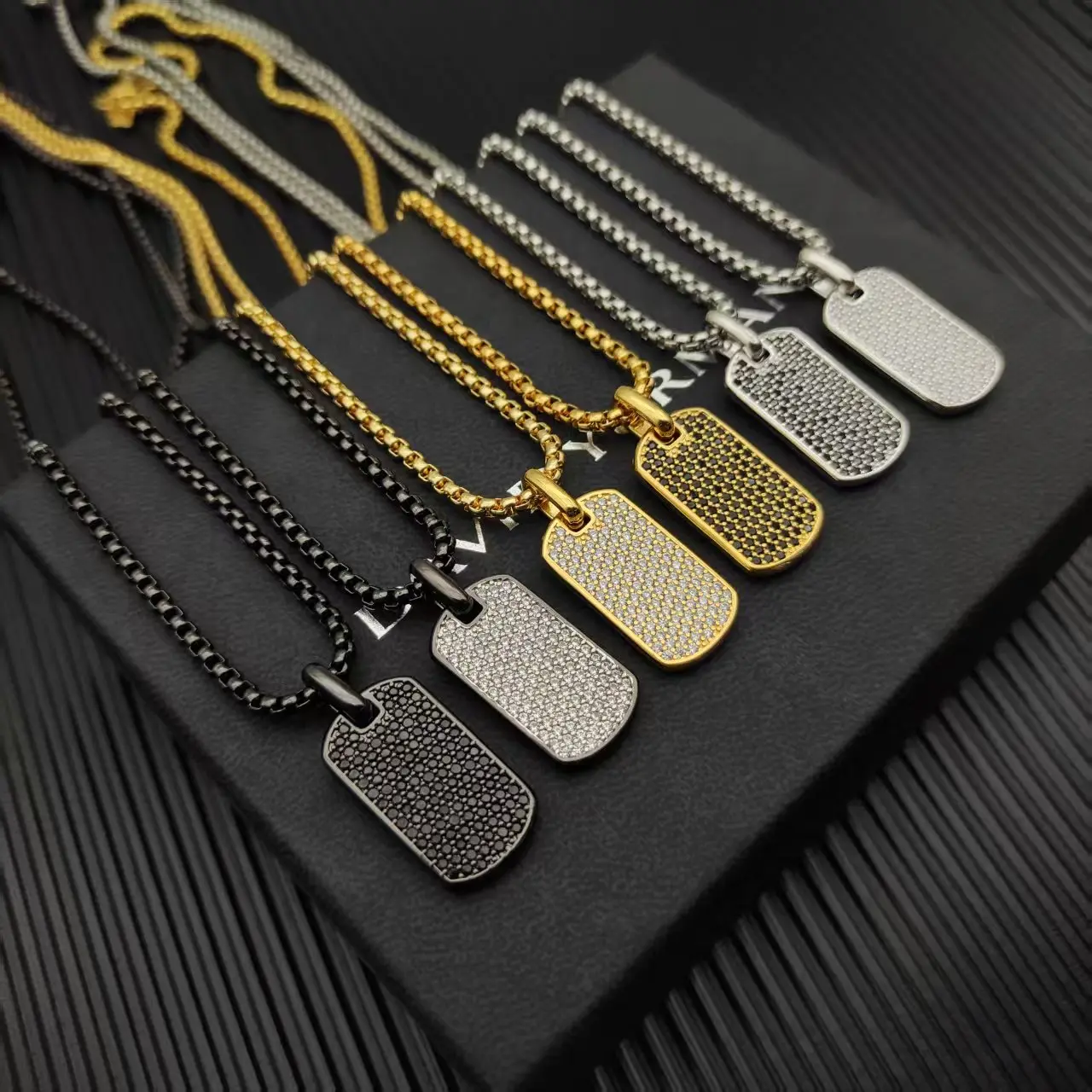 David Yurman Black and Gold Pavé Black Diamond Logo Necklace