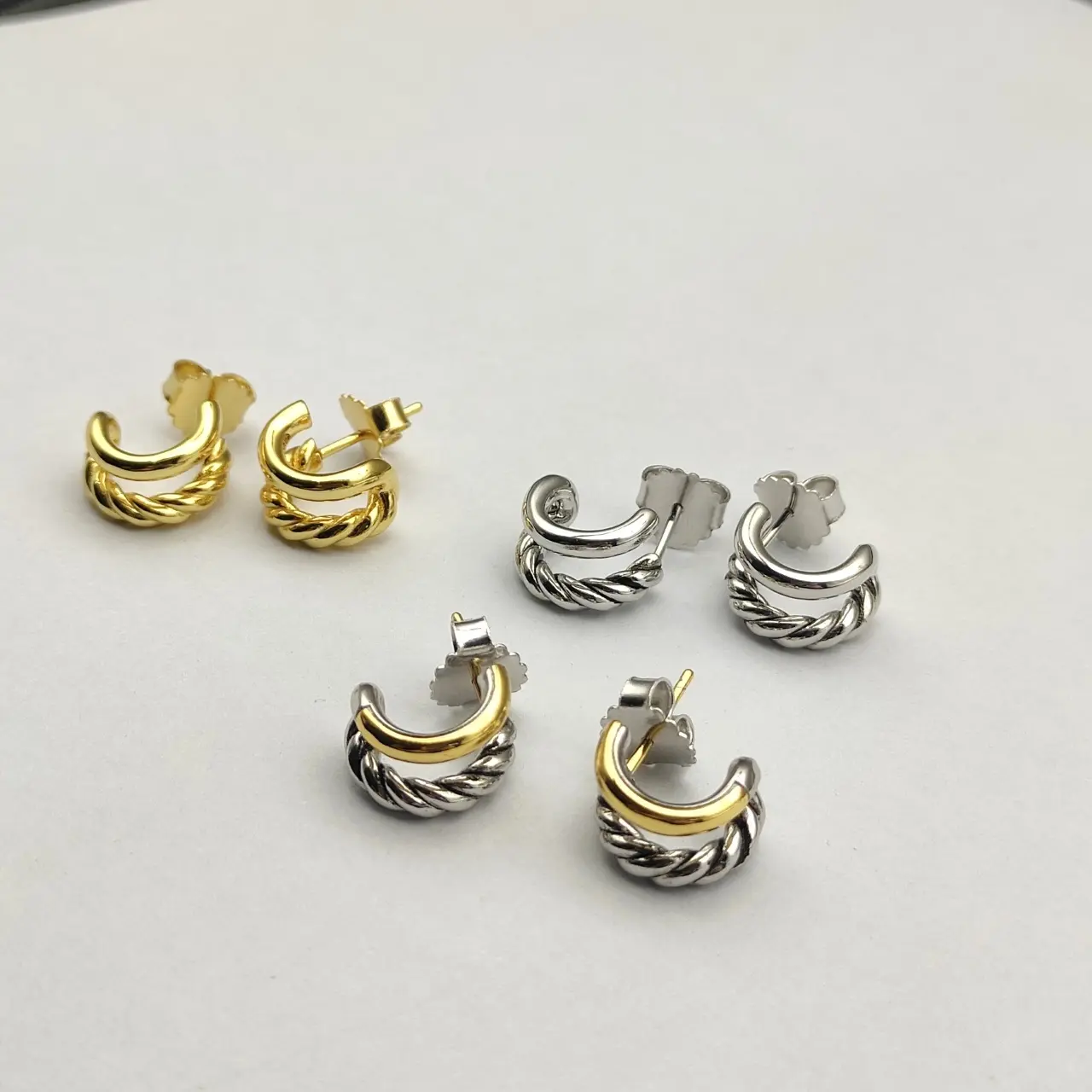 David Yurman Sterling Silver 13.5mm Double Hoop Embrace Earrings