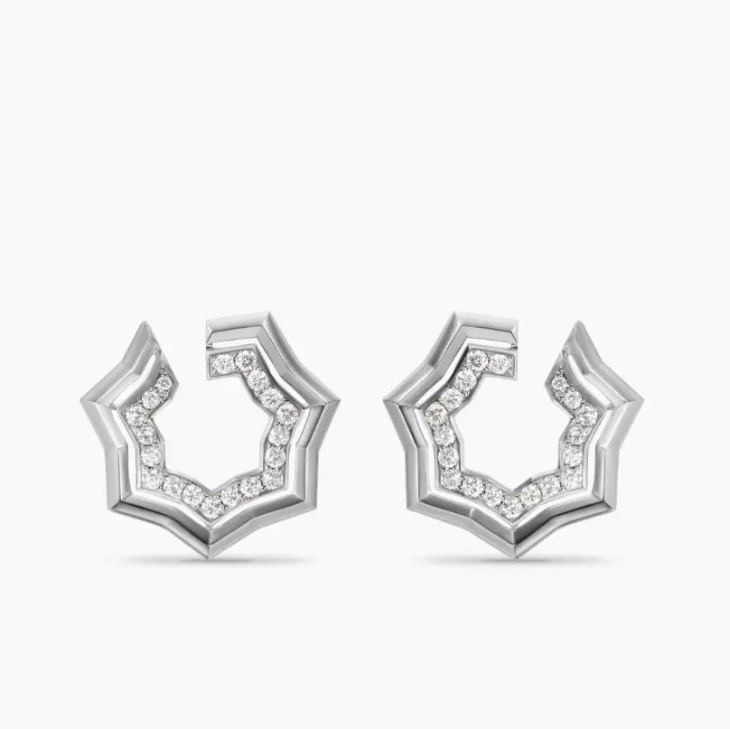 David Yurman Sterling Silver 27×8.5mm Serrated Stacked Earrings