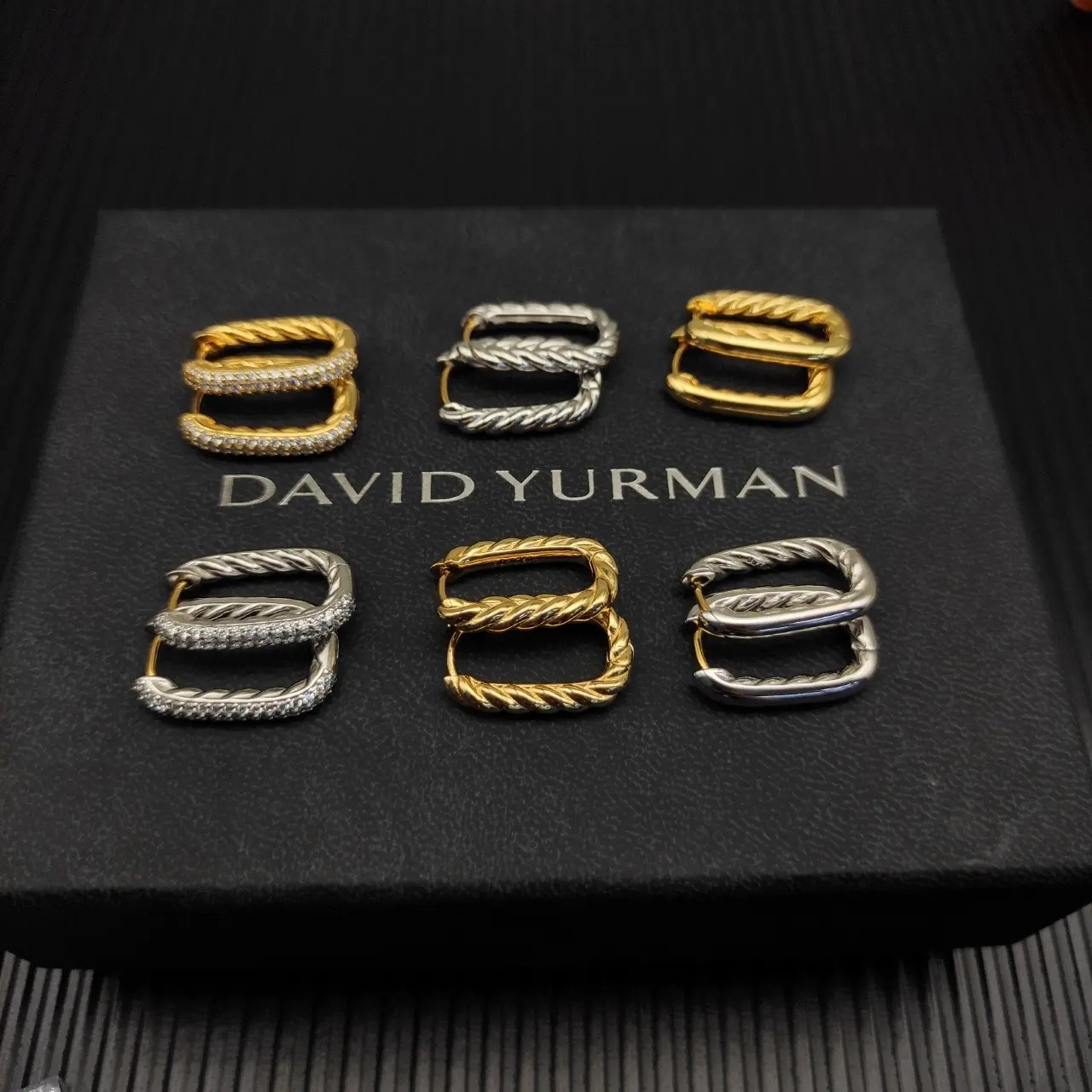 David Yurman Gold 24.3×15.9mm Cable Twist Hoop Earrings